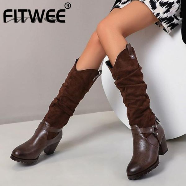 boots fitwee women knee high buckle heel fashion cool winter shoes daily footwear size 34-431, Black
boots fitwee women knee high buckle heel fashion cool winter shoes daily footwear size 34-431, Black