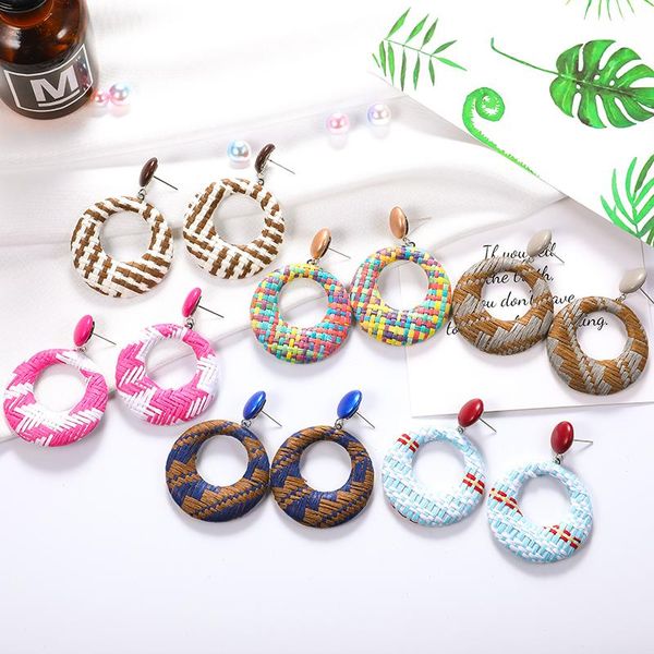 fashion round geometric raffia dangle earrings for women handmade woven colorful hoop earring with steel pin jewelry gift, Silver
fashion round geometric raffia dangle earrings for women handmade woven colorful hoop earring with steel pin jewelry gift, Silver
