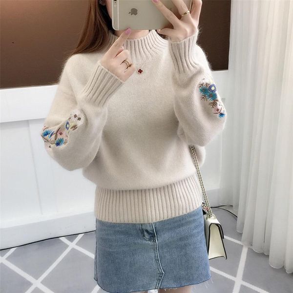 turtleneck sweater women long sleeve warm sweaters embroidered knitted pullover autumn winter round neck knitting pollovers, White;black
turtleneck sweater women long sleeve warm sweaters embroidered knitted pullover autumn winter round neck knitting pollovers, White;black