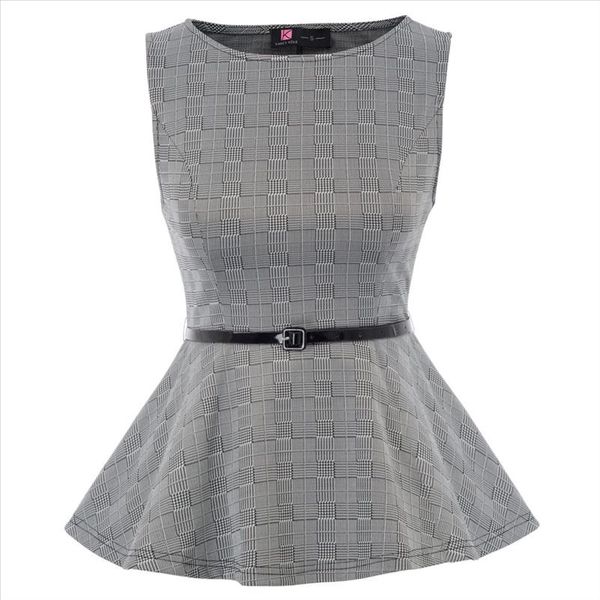 s ~ 2xl elegant office work women blouse blouse gingham print без рукавов scoop scoop reek refected peplum homs tops рубашка chemise, White
s ~ 2xl elegant office work women blouse blouse gingham print без рукавов scoop scoop reek refected peplum homs tops рубашка chemise, White