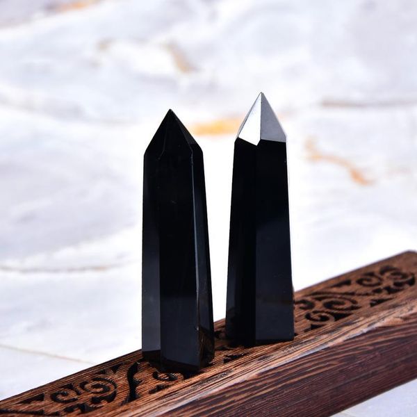 1pc natural rock obsidian hexagonal column crystal point mineral ornament healing wand home decor diy gift de jllubs, Black
1pc natural rock obsidian hexagonal column crystal point mineral ornament healing wand home decor diy gift de jllubs, Black