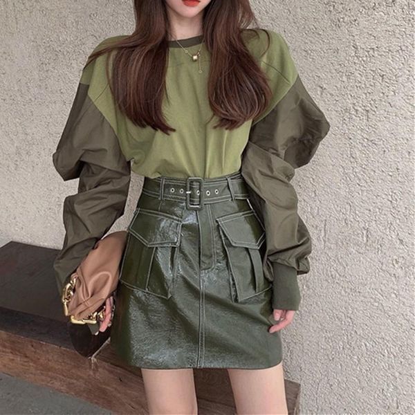 women vintage long sleeve loose puff sleeve pullovers patchwork tee shirt femme blouse1, White
women vintage long sleeve loose puff sleeve pullovers patchwork tee shirt femme blouse1, White