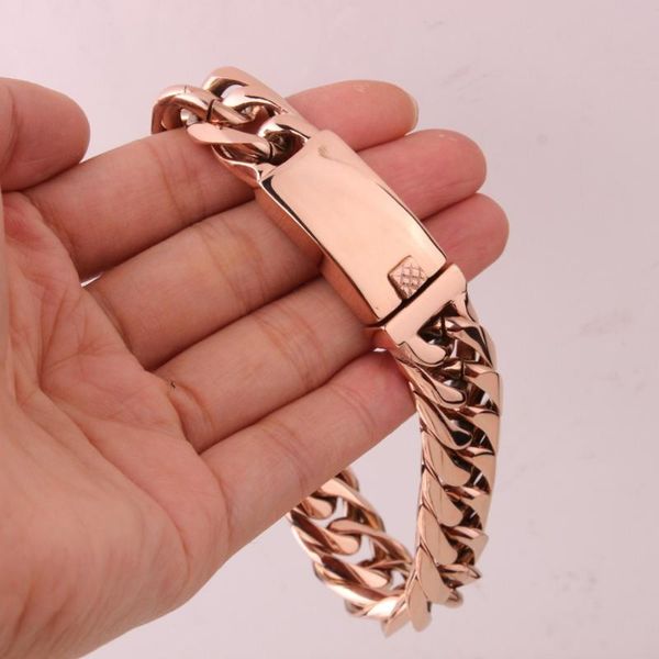 link, chain 15mm wide 7-11" length charming jewelry 316l stainless steel rose gold cuban curb mens womens bracelet handmade wristband, Black
link, chain 15mm wide 7-11" length charming jewelry 316l stainless steel rose gold cuban curb mens womens bracelet handmade wristband, Black