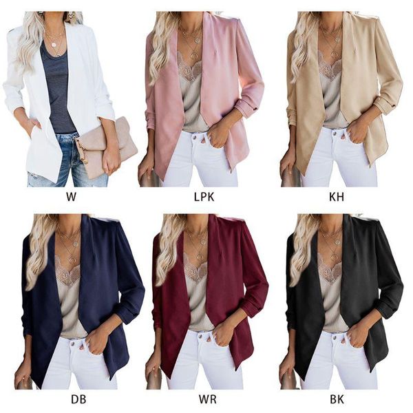 women plus size ruched 3/4 sleeve business coat open front solid color slim work office blazer cardigan jacket with pocket s-4xl, White;black
women plus size ruched 3/4 sleeve business coat open front solid color slim work office blazer cardigan jacket with pocket s-4xl, White;black