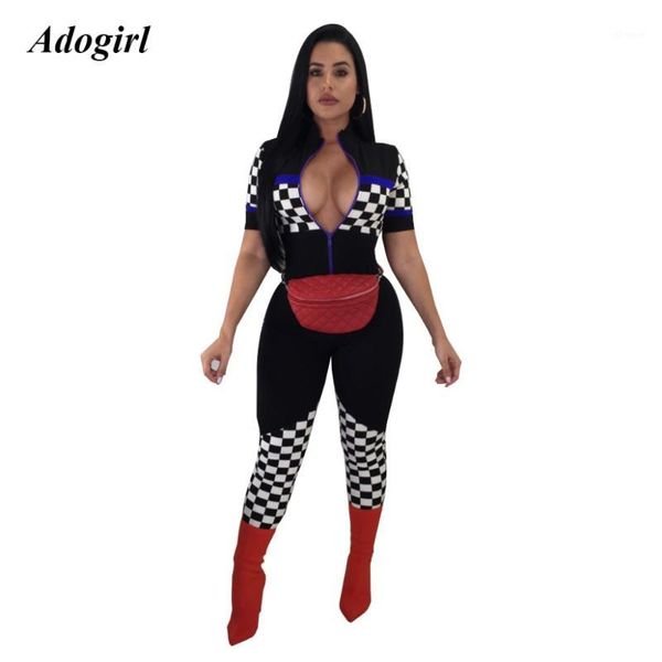 adogirl vintage checkerboard print jumpsuit women zipper v neck short sleeve bodycon jumpsuit evening club shinny overalls1, Black;white
adogirl vintage checkerboard print jumpsuit women zipper v neck short sleeve bodycon jumpsuit evening club shinny overalls1, Black;white