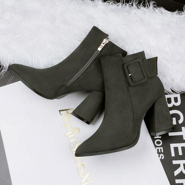 winter women plush boots lady 8cm high heels short ankle boots female green pointed toe buckle chunky nightclub shoes, Black
winter women plush boots lady 8cm high heels short ankle boots female green pointed toe buckle chunky nightclub shoes, Black