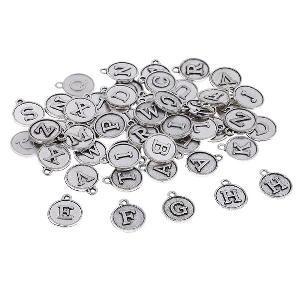52 pieces antique silver tone round 26 alphabet english letters charms pendants for diy jewelry making crafting fit necklace bracelet, Black
52 pieces antique silver tone round 26 alphabet english letters charms pendants for diy jewelry making crafting fit necklace bracelet, Black