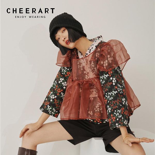 cheerart organza japan style kimono coats and jackets women autumn vintage floral print belted jacket ladies coats fashion 2021, Black;brown
cheerart organza japan style kimono coats and jackets women autumn vintage floral print belted jacket ladies coats fashion 2021, Black;brown