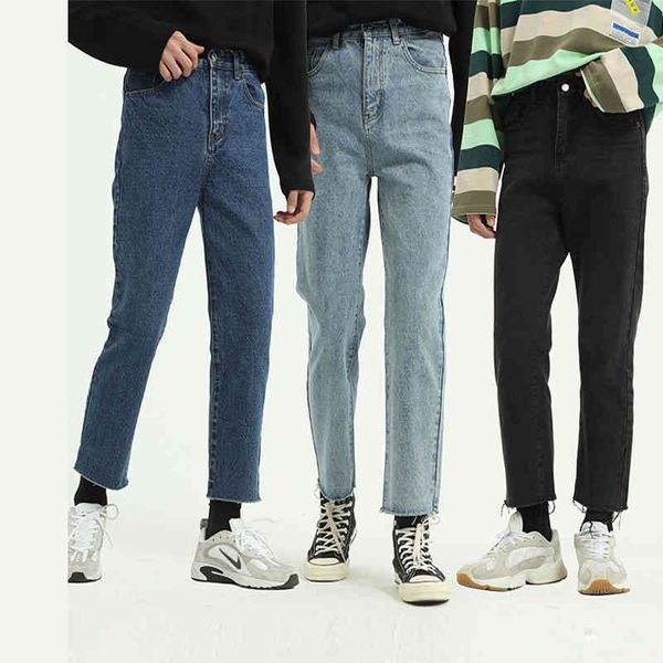 men vintage casual classic ankle-length straight jeans pant japan korea style male women streetwear hip hop denim trousers, Blue
men vintage casual classic ankle-length straight jeans pant japan korea style male women streetwear hip hop denim trousers, Blue