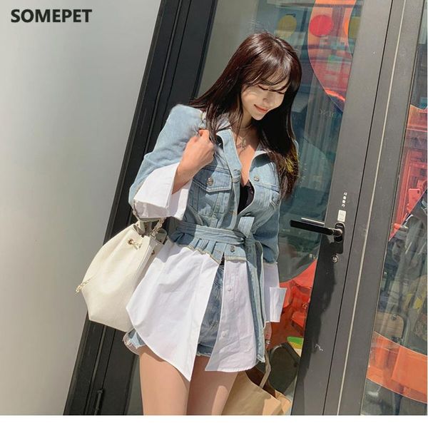 women's jackets autumn winter denim patchwork sashes lace up outerwear high street fashionable jeans, Black;brown
women's jackets autumn winter denim patchwork sashes lace up outerwear high street fashionable jeans, Black;brown