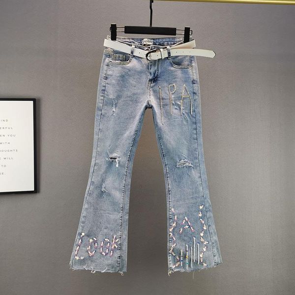 rhinestone sequins jeans women's clothes 2021 spring summer new high waist slim skinny bell-bottoms elastic female jeans pants, Blue
rhinestone sequins jeans women's clothes 2021 spring summer new high waist slim skinny bell-bottoms elastic female jeans pants, Blue
