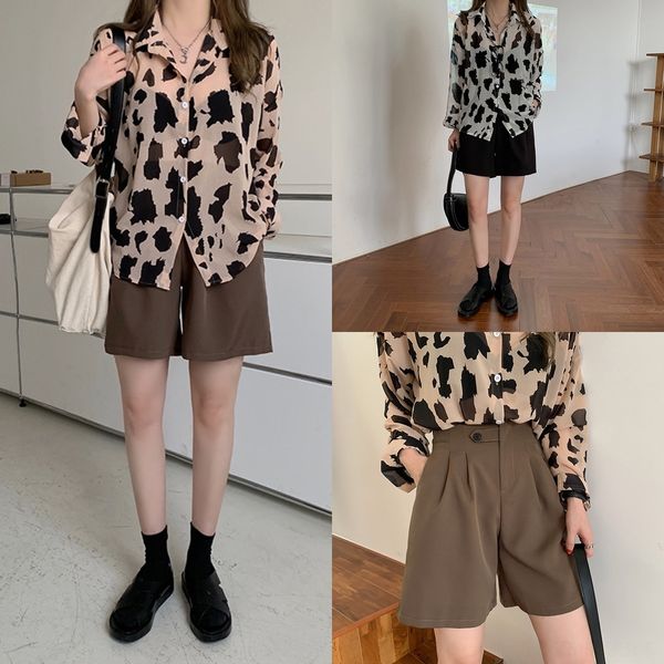 6x6t1 wide style loose leopard print chiffon sunscreen long sleeve shirt shirt korean waist high pants suit leg suit for women nvpki, Gray
6x6t1 wide style loose leopard print chiffon sunscreen long sleeve shirt shirt korean waist high pants suit leg suit for women nvpki, Gray