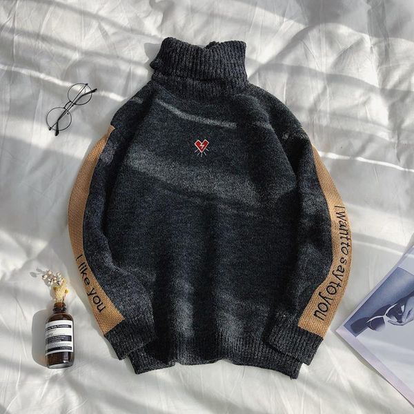 men's sweaters luxury high neck sweater korean version the trend of men and women couples warm clothes, White;black
men's sweaters luxury high neck sweater korean version the trend of men and women couples warm clothes, White;black