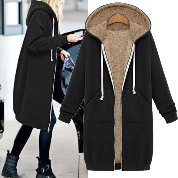 women's jackets 2021 autumn casual women long hoodies sweatshirt coat zip up outerwears hooded jacket winter pockets plus size outwear, Black;brown
women's jackets 2021 autumn casual women long hoodies sweatshirt coat zip up outerwears hooded jacket winter pockets plus size outwear, Black;brown