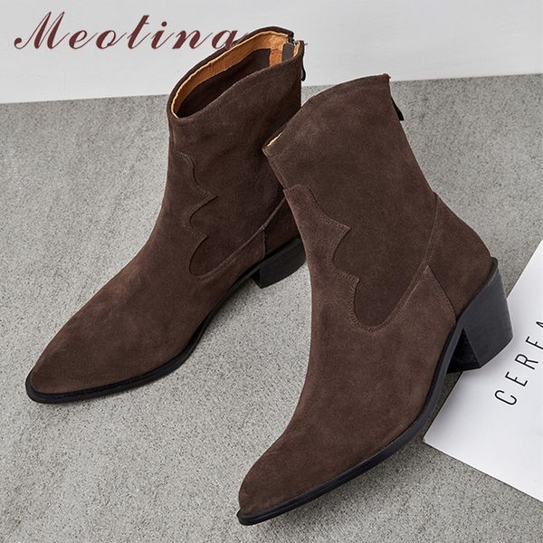 meotina real leather cow suede high heel ankle boots women shoes pointed toe thick heel zipper short boots ladies autumn winter c1011, Black;white
meotina real leather cow suede high heel ankle boots women shoes pointed toe thick heel zipper short boots ladies autumn winter c1011, Black;white