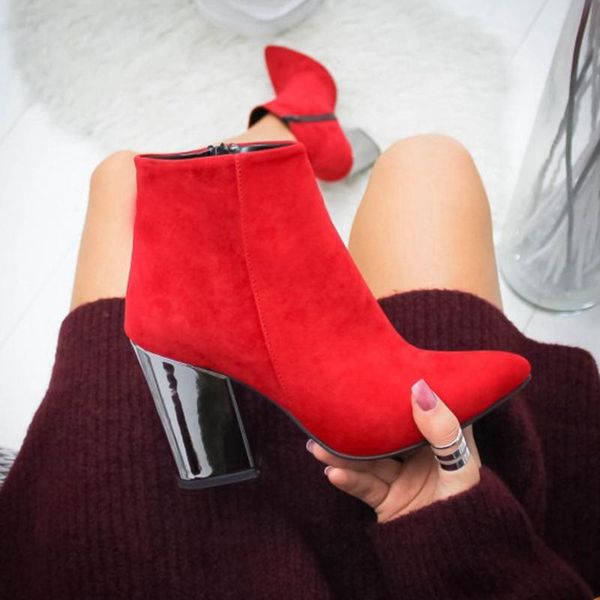 dress shoes women ankle pumps flock toe boots solid autumn spring high-heeled botas mujer dropship, Black
dress shoes women ankle pumps flock toe boots solid autumn spring high-heeled botas mujer dropship, Black