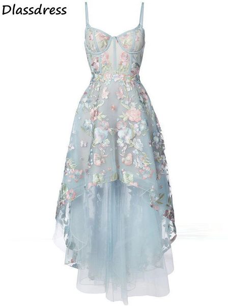 sky blue cocktail prom dress short front long back applique flower spaghetti strap v-neck illusion evening dress, Black
sky blue cocktail prom dress short front long back applique flower spaghetti strap v-neck illusion evening dress, Black