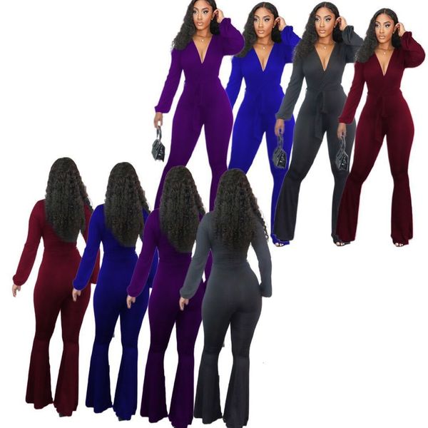 t2170 2020 autumn and winter women's v-neck fashion flared pants jumpsuit
t2170 2020 autumn and winter women's v-neck fashion flared pants jumpsuit