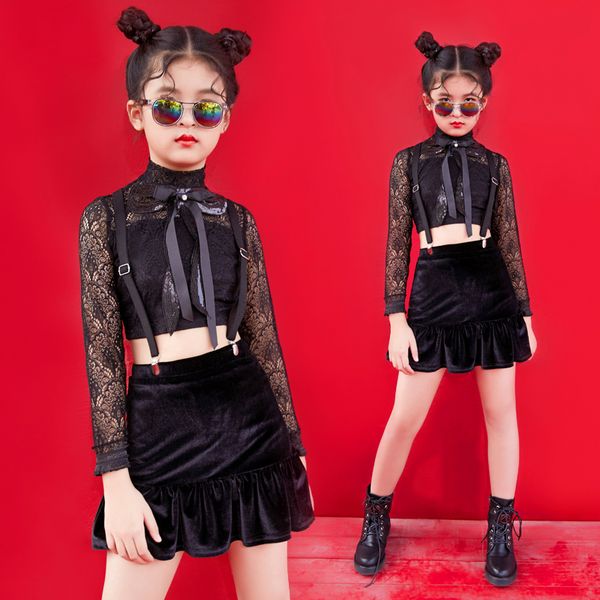 girl jazz dancing clothes fashion stage wear lace long sleeves black crop pant performance costume show girl clothing 669, Black;red
girl jazz dancing clothes fashion stage wear lace long sleeves black crop pant performance costume show girl clothing 669, Black;red