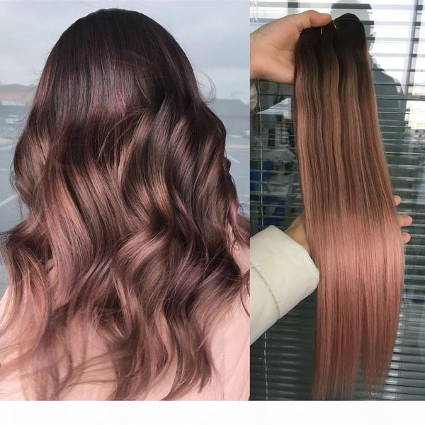 remy human hair double weft hair extensions balayage ombre color #3 dark brown fading to rose gold ombre color extensions, Black
remy human hair double weft hair extensions balayage ombre color #3 dark brown fading to rose gold ombre color extensions, Black