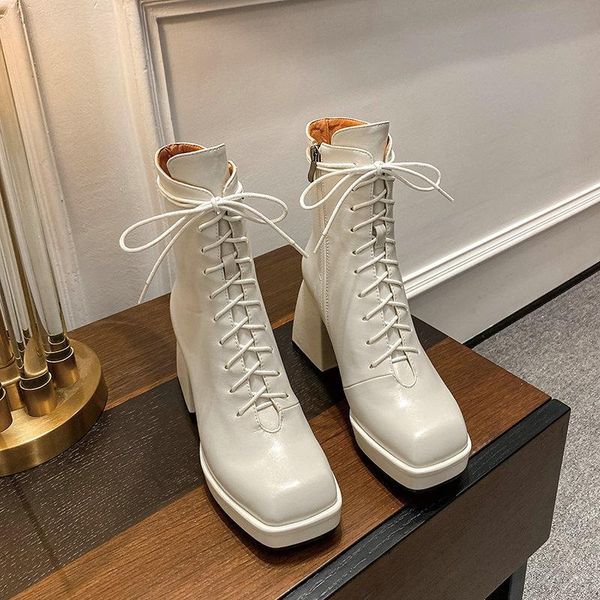boots deat 2021 autumn winter fashion casual square head lace up thick high heel waterproof shoes women sf979, Black
boots deat 2021 autumn winter fashion casual square head lace up thick high heel waterproof shoes women sf979, Black