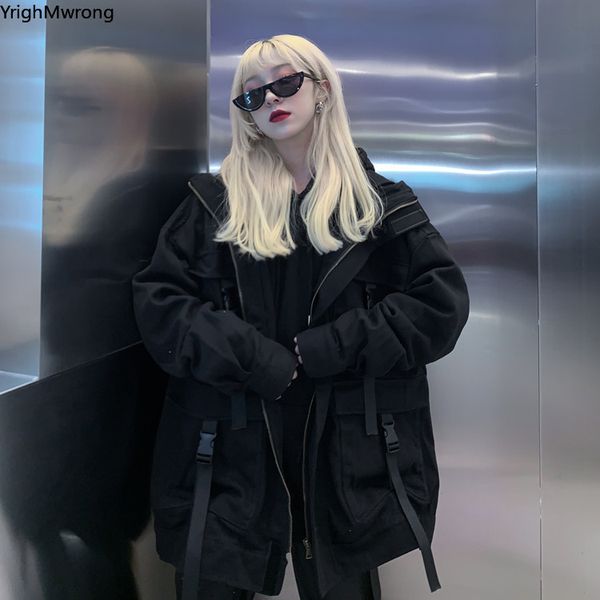 korean streetwear harajuku ribbon belt cargo pocket jacket oversized man women punk hip hop gothic techwear coat windbreaker 201026, Black;brown
korean streetwear harajuku ribbon belt cargo pocket jacket oversized man women punk hip hop gothic techwear coat windbreaker 201026, Black;brown