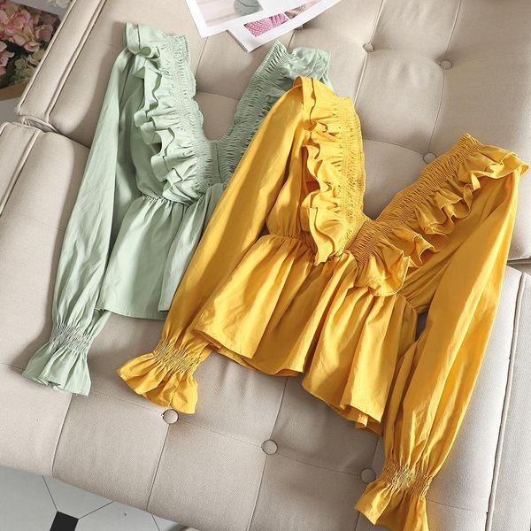 yellow ruffle blouse peplum deep v neck shirt women ladies blackless blusas mujer de moda 2020 korean summer tunic, White
yellow ruffle blouse peplum deep v neck shirt women ladies blackless blusas mujer de moda 2020 korean summer tunic, White