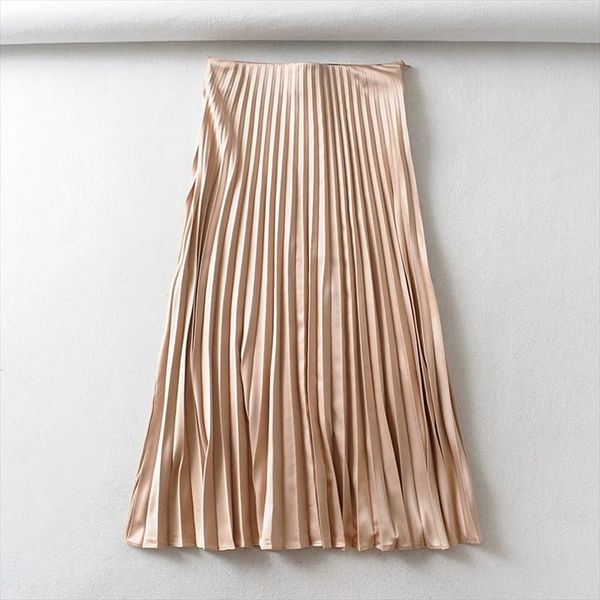women mid calf skirt autumn 2019 new fashion satin material zipper fly modern lady pleated skirts drop shipping, Black
women mid calf skirt autumn 2019 new fashion satin material zipper fly modern lady pleated skirts drop shipping, Black