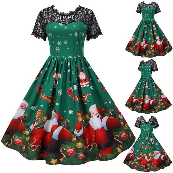 40# big swing christmas dress elegant short sleeve lace 1950s vintage santa printed party dress plus size a-line robe, Black;gray
40# big swing christmas dress elegant short sleeve lace 1950s vintage santa printed party dress plus size a-line robe, Black;gray