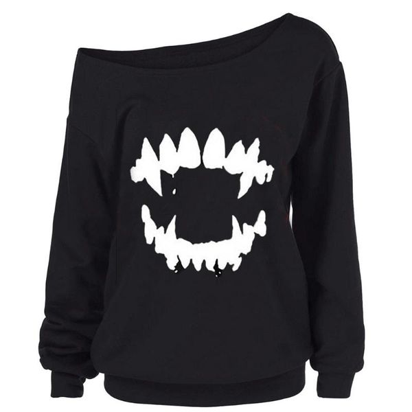 2020 women shirts halloween gothic punk devil teeth printed skew collar blouse shirt long sleeve oblique collar winter clothes, White
2020 women shirts halloween gothic punk devil teeth printed skew collar blouse shirt long sleeve oblique collar winter clothes, White