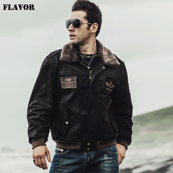 flavor winter men's pilot genuine leather jacket bomber male warm coat real leather flight jacket lj201030, Black
flavor winter men's pilot genuine leather jacket bomber male warm coat real leather flight jacket lj201030, Black