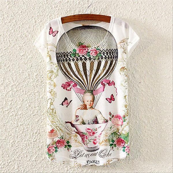 womens clothing women short sleeve loose casual shirt blouse print animal plus size tee, White