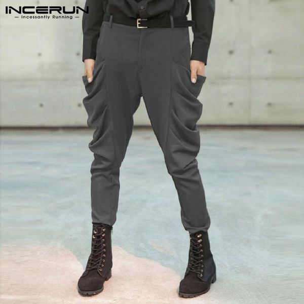 incerun men solid color button suit harem pants fashion joker casual straight trousers retro comfort mens sweatpants joggers, Black
incerun men solid color button suit harem pants fashion joker casual straight trousers retro comfort mens sweatpants joggers, Black