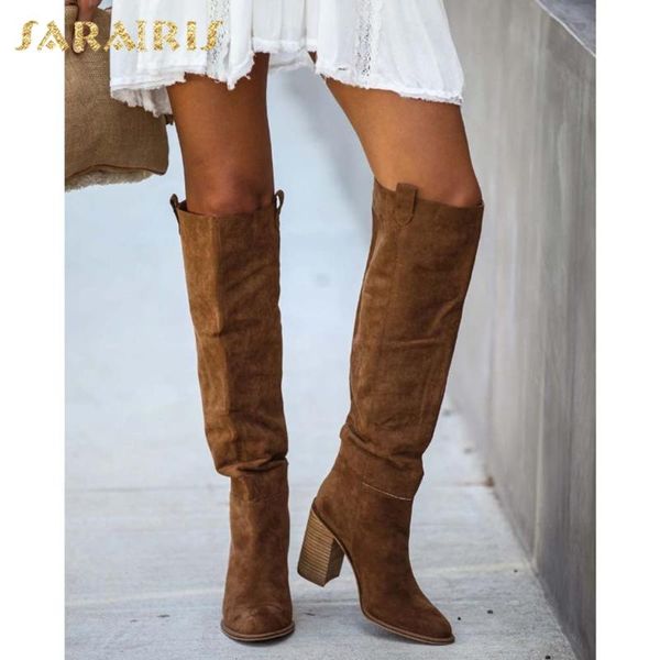 sarairis new fashion 2021 chunky high heels concise shoes women boots female street office work comfy knee high boots female, Black 
sarairis new fashion 2021 chunky high heels concise shoes women boots female street office work comfy knee high boots female, Black