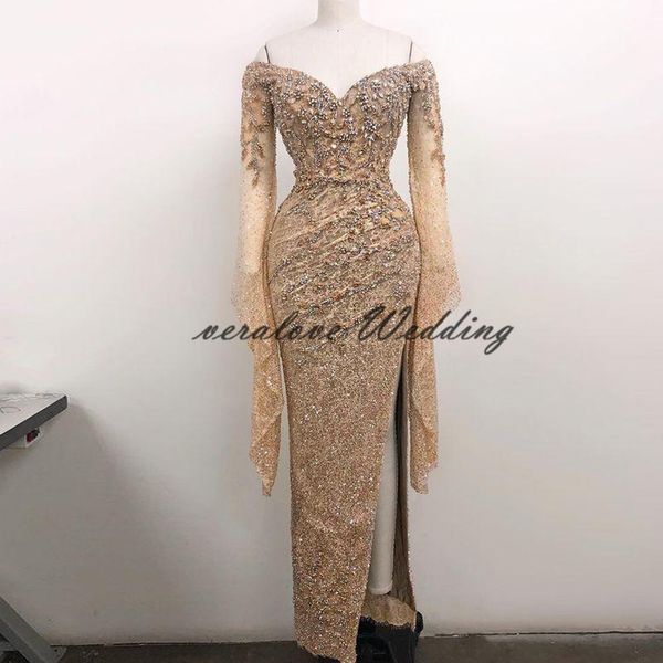 arabic aso ebi gold evening dress 2021 crystals beads prom dress mermaid long sleeves formal party second reception gowns, Black
arabic aso ebi gold evening dress 2021 crystals beads prom dress mermaid long sleeves formal party second reception gowns, Black