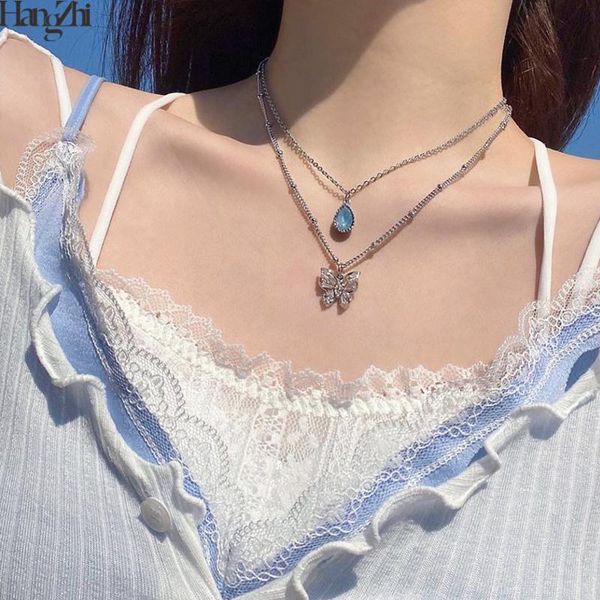 hangzhi 2020 new double layer clear blue raindrop crystal ziron hollow silver color butterfly pendant choker necklace, Golden;silver
hangzhi 2020 new double layer clear blue raindrop crystal ziron hollow silver color butterfly pendant choker necklace, Golden;silver