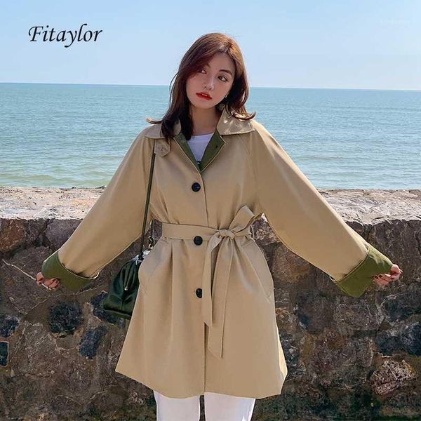 fitaylor new 2020 spring trench coat women medium long windbreaker female chic outwear with belt1, Tan;black
fitaylor new 2020 spring trench coat women medium long windbreaker female chic outwear with belt1, Tan;black