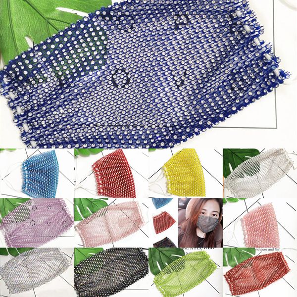 20pcs masks designer women fashion face rhinestone female summer sunscreen thin sequin decoration bright diamond mask 8 neriw