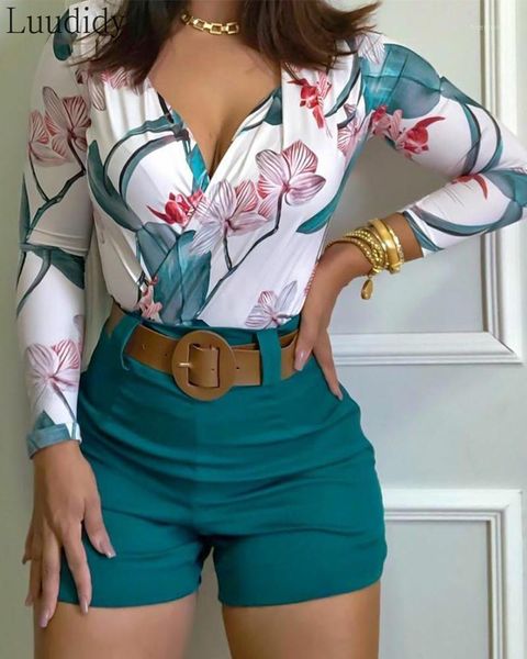 women's tracksuits women elegant floral print long sleeve shirt and shorts sets 2pcs workwear party v neck & set1, Gray
women's tracksuits women elegant floral print long sleeve shirt and shorts sets 2pcs workwear party v neck & set1, Gray