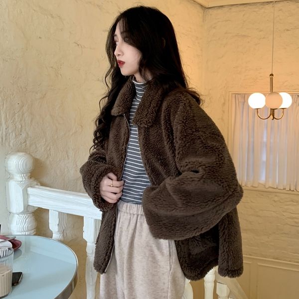 2 colors autumn and winter korean style turn down collar solid color lamb wool warm coats and jackets womens (c2126) 201109, Black;brown
2 colors autumn and winter korean style turn down collar solid color lamb wool warm coats and jackets womens (c2126) 201109, Black;brown