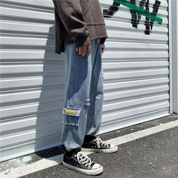 men's jeans autumn korean version fashion ankle banded pants loose straight capri casual all-match boys streetwear, Blue
men's jeans autumn korean version fashion ankle banded pants loose straight capri casual all-match boys streetwear, Blue