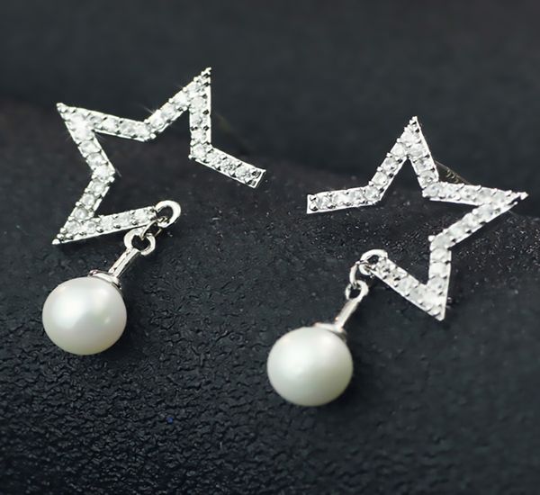 south korea dongdaemun five-pointed star stud earrings simple feminine temperament diamond pearl earrings anti-allergic earrings pure silver, Black
south korea dongdaemun five-pointed star stud earrings simple feminine temperament diamond pearl earrings anti-allergic earrings pure silver, Black