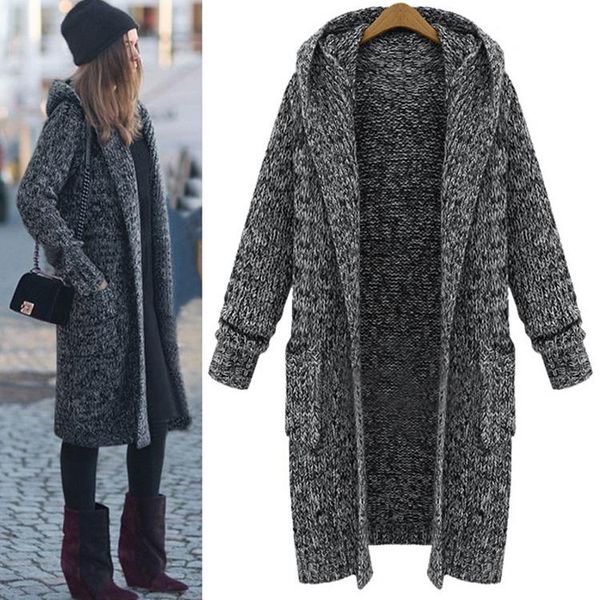 new loose super long hooded thick knit cardigan vestidos sweater women cardigan europe and the united states, White
new loose super long hooded thick knit cardigan vestidos sweater women cardigan europe and the united states, White