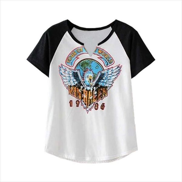 vintage chic fashion women cotton v neck music cartoon print letter t shirts ladies short sleeve tee shirts oversize, White
vintage chic fashion women cotton v neck music cartoon print letter t shirts ladies short sleeve tee shirts oversize, White