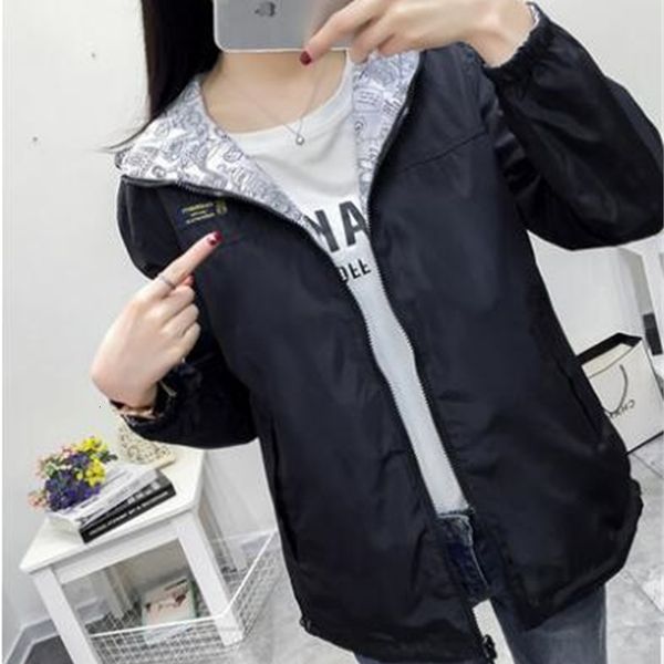 2021 new female plus casual base size with hood women's thin jacket on two sides wear solid print short 6hdf, Black;brown
2021 new female plus casual base size with hood women's thin jacket on two sides wear solid print short 6hdf, Black;brown