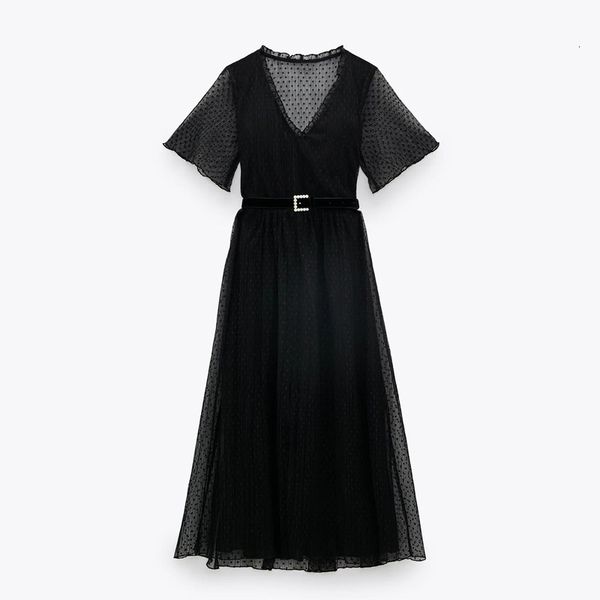 2021 new woman v-neck midi dress women clothes summer black transparent short sleeves dotted mesh dresses with belt uqim, Black;gray
2021 new woman v-neck midi dress women clothes summer black transparent short sleeves dotted mesh dresses with belt uqim, Black;gray
