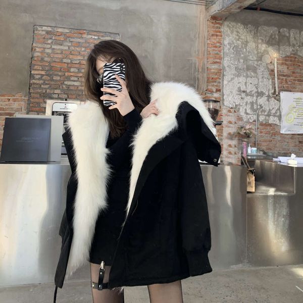 size autumn / winter 2020 new work clothes imitation fox large wool collar cotton padded sweater with thick medium and long coat for, Gray
size autumn / winter 2020 new work clothes imitation fox large wool collar cotton padded sweater with thick medium and long coat for, Gray
