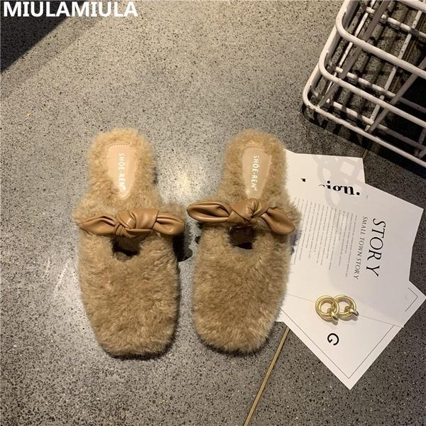 2020 winter hair flat slippers brand designer butterfly-knot fur slides slip on women loafers socofy shoes, Black 
2020 winter hair flat slippers brand designer butterfly-knot fur slides slip on women loafers socofy shoes, Black