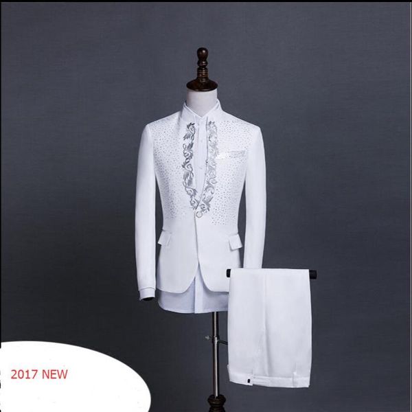 men's suits & blazers host stage singer costumes paillette stand collar costume male clothes groom wedding formal dress, White;black
men's suits & blazers host stage singer costumes paillette stand collar costume male clothes groom wedding formal dress, White;black