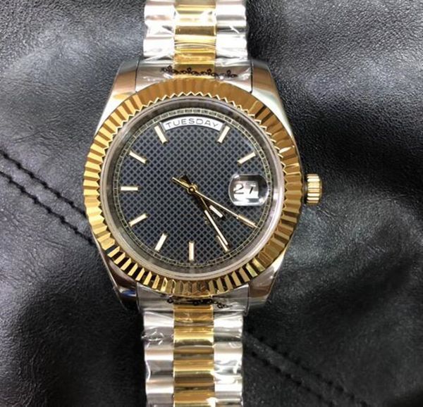 two tone day date 40mm black dial smooth bezel automatic mechanical sapphire glass mens wristwatches 2 colour, Slivery;brown
two tone day date 40mm black dial smooth bezel automatic mechanical sapphire glass mens wristwatches 2 colour, Slivery;brown